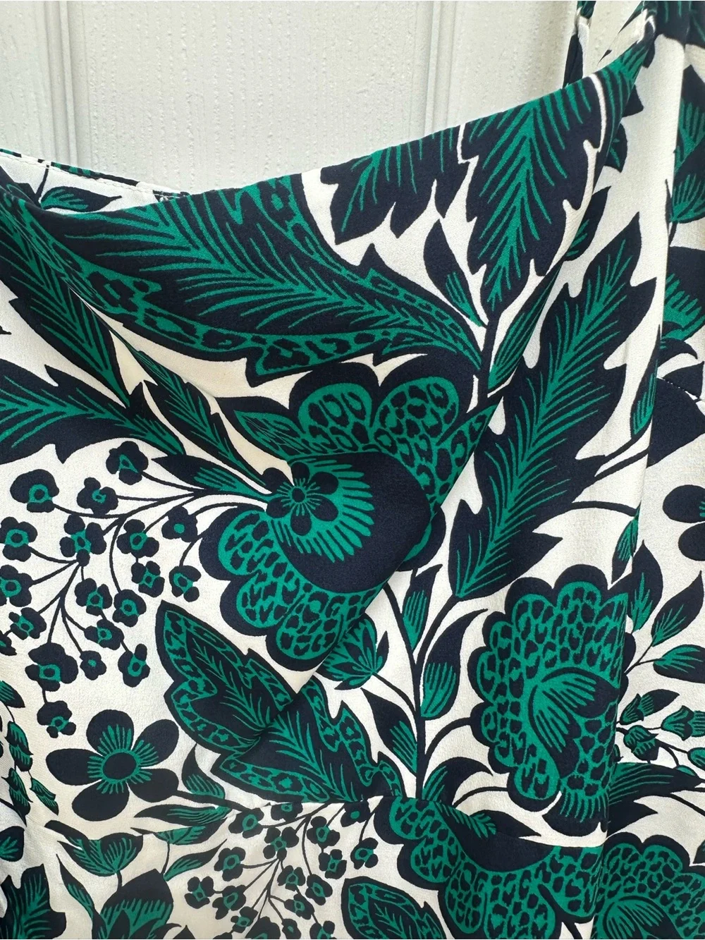NWT J.Crew Silk Green Floral Slip Dress with ruffle skirt detail
